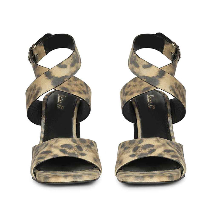 Saint Maelle Leopard Suede Leather Heels