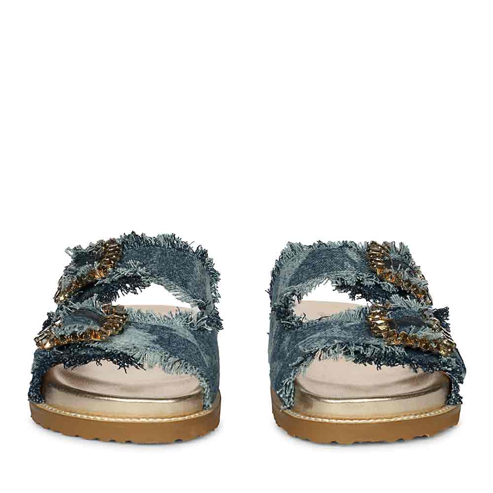 SaintG Navy Blue Denim Footbed Sandals