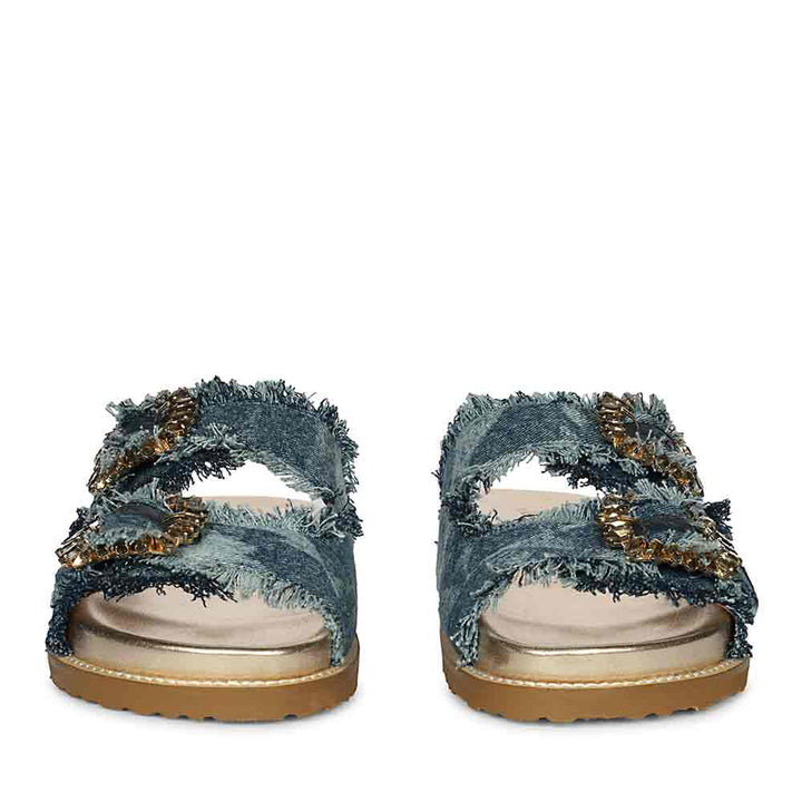 SaintG Navy Blue Denim Footbed Sandals