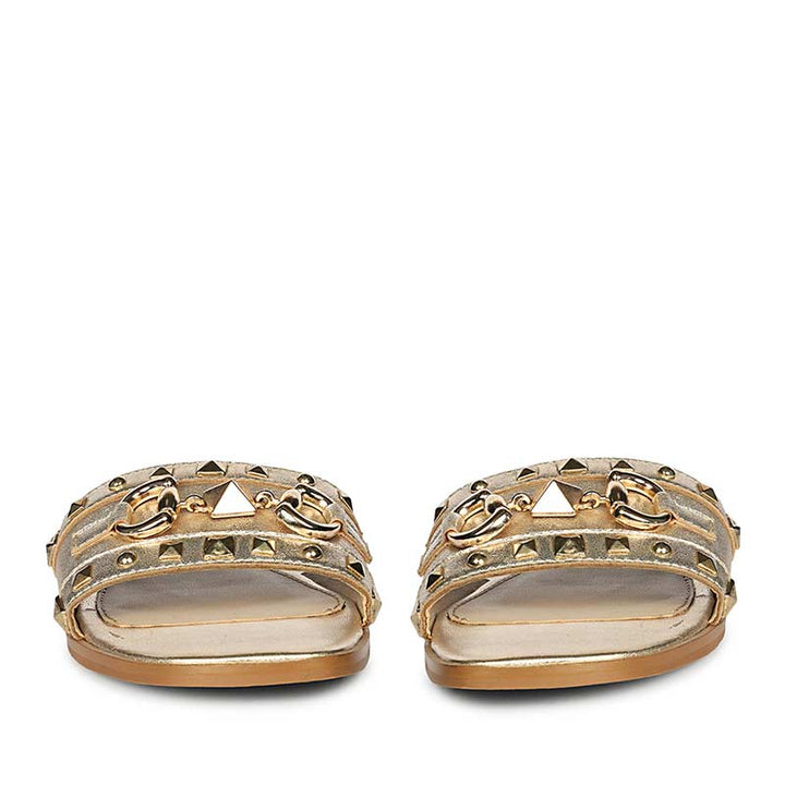 Saint Wrenley Studded Platin Suede Leather Slides