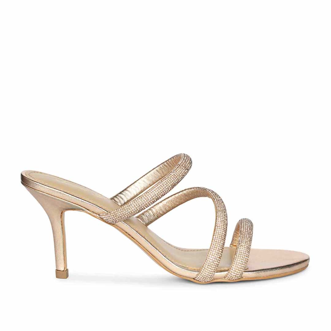 Saint Layla Crystal Cord Rose  Gold Leather Stilettos