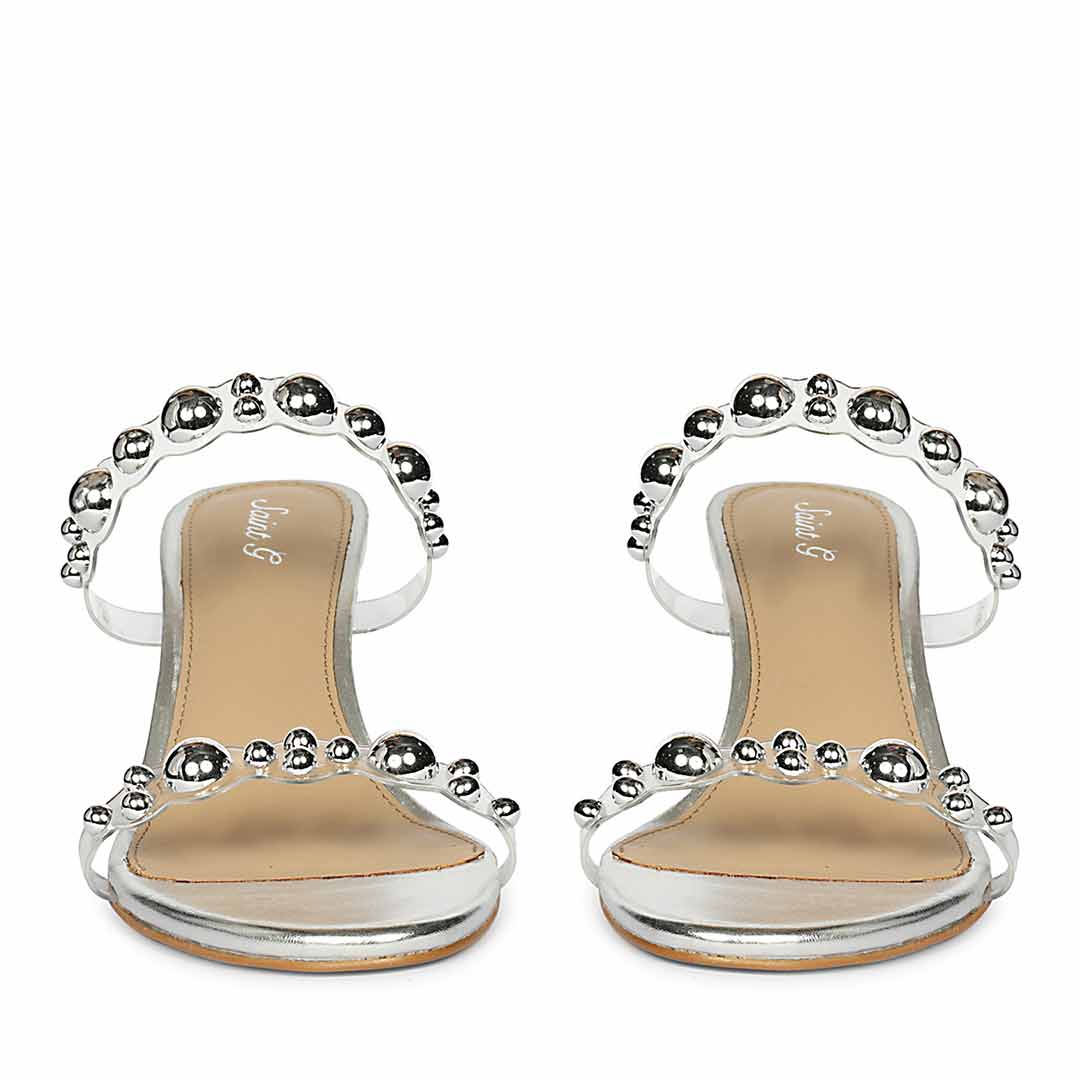 Saint Lumi Studded Silver Stiletto Heels
