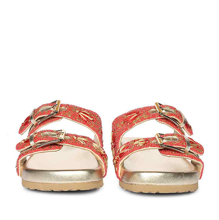 Saint Elliot Coral Leather Platform Sandals
