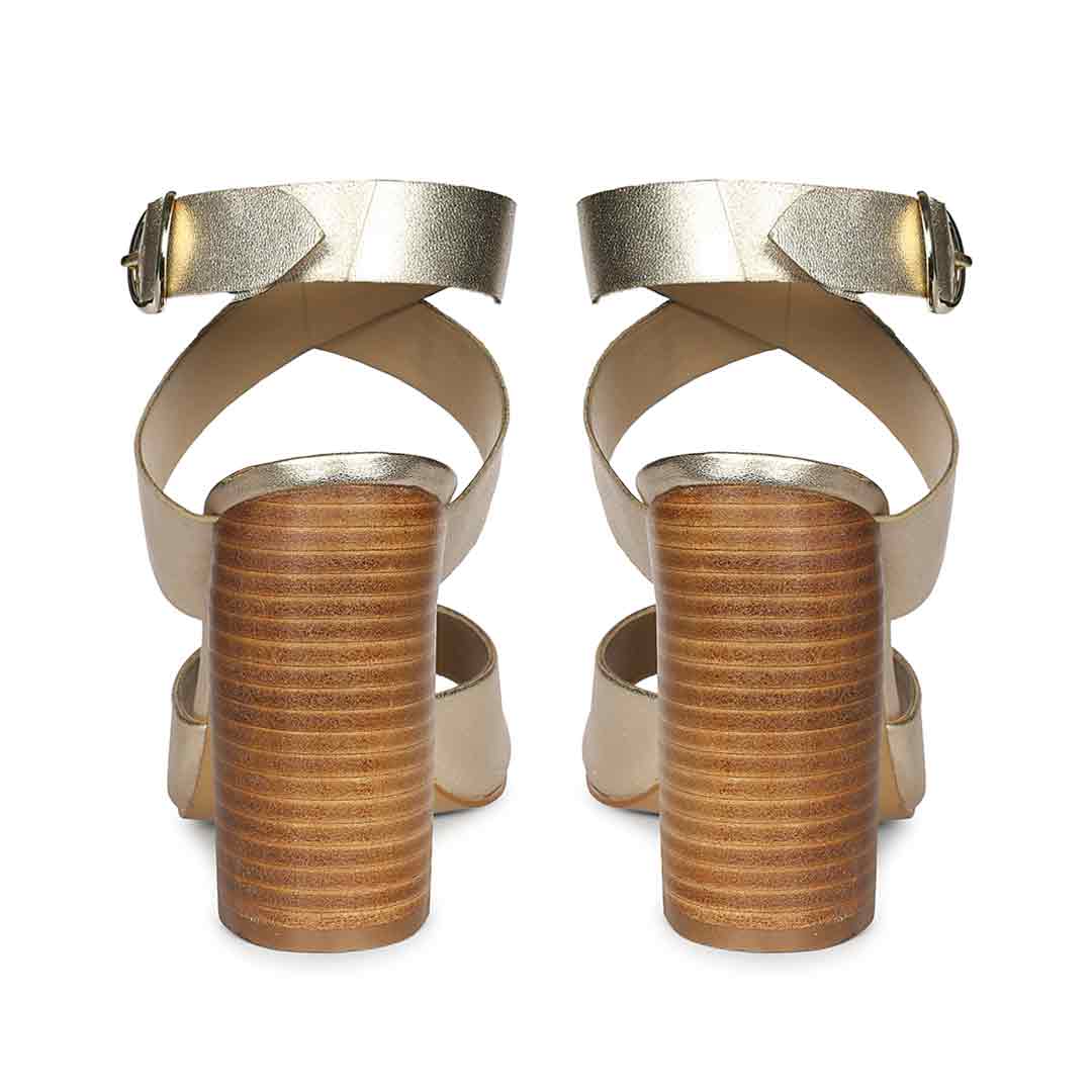 Saint Maelle Metallic Gold Leather Heels