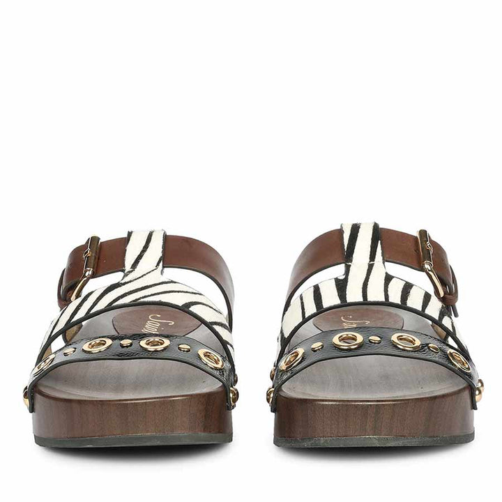 Saint Avely Embellished Brown Leather Platform Sandals