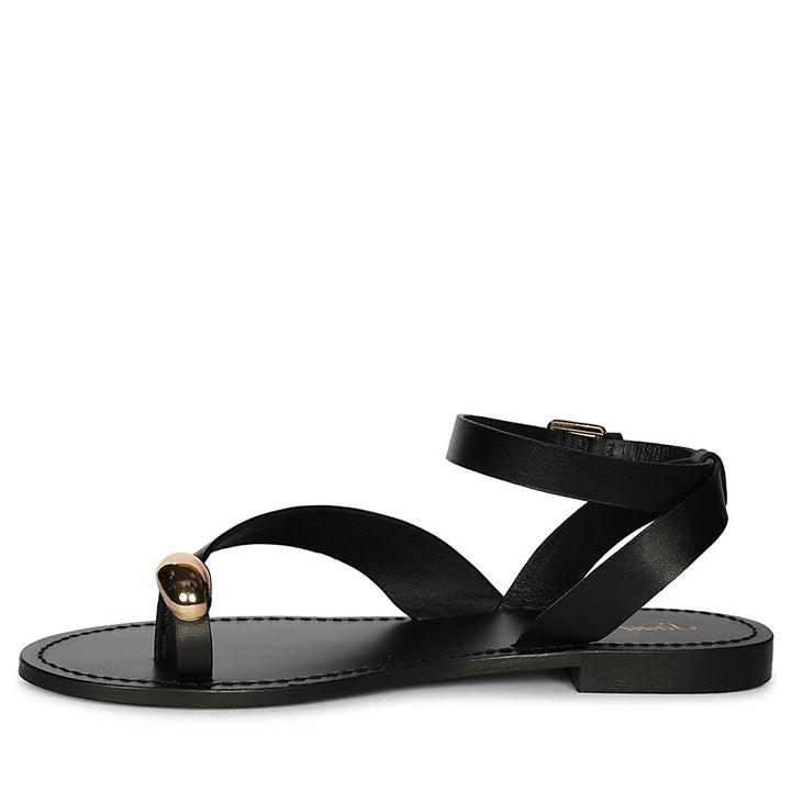 Saint Black Leather Flat