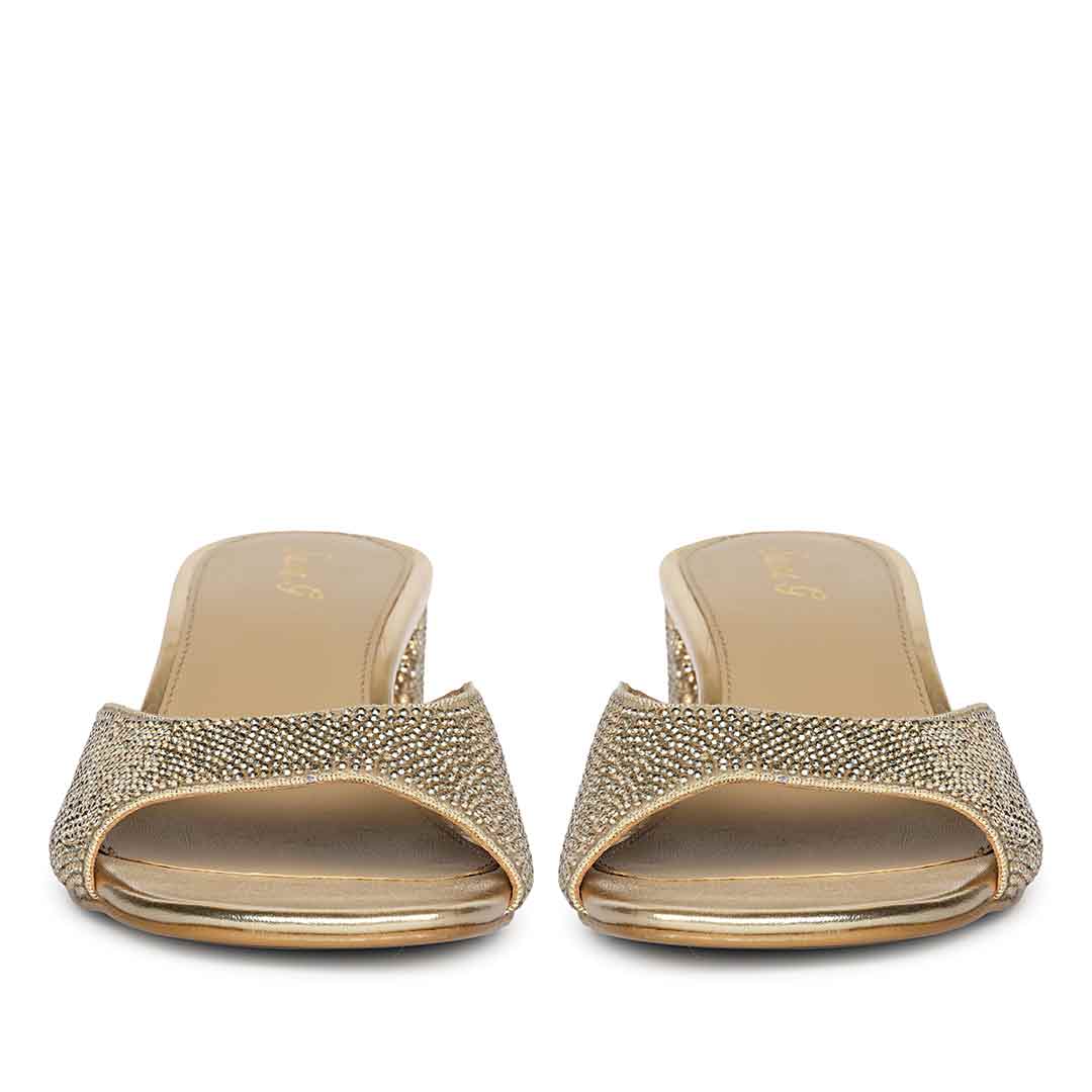 Saint Leslie Gold Crystal Heels