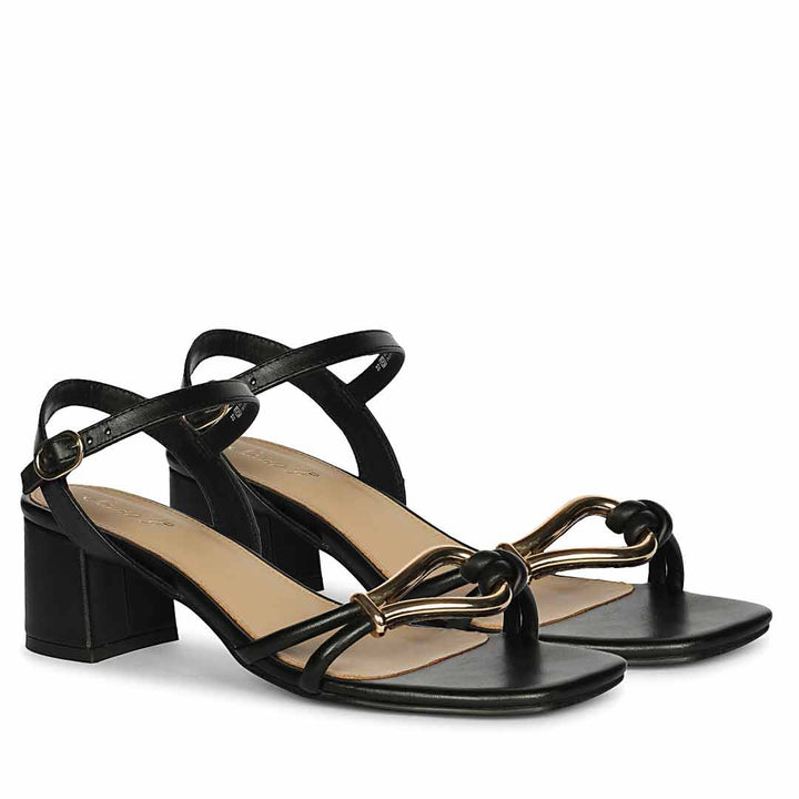 Saint Oryn Black Knot Trim Block Heels