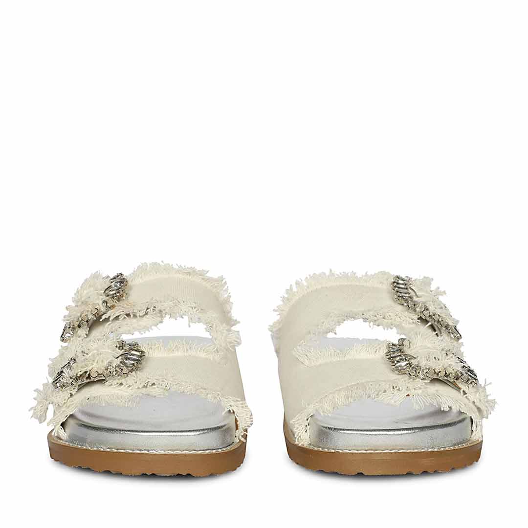 SaintG White Denim Footbed Sandals