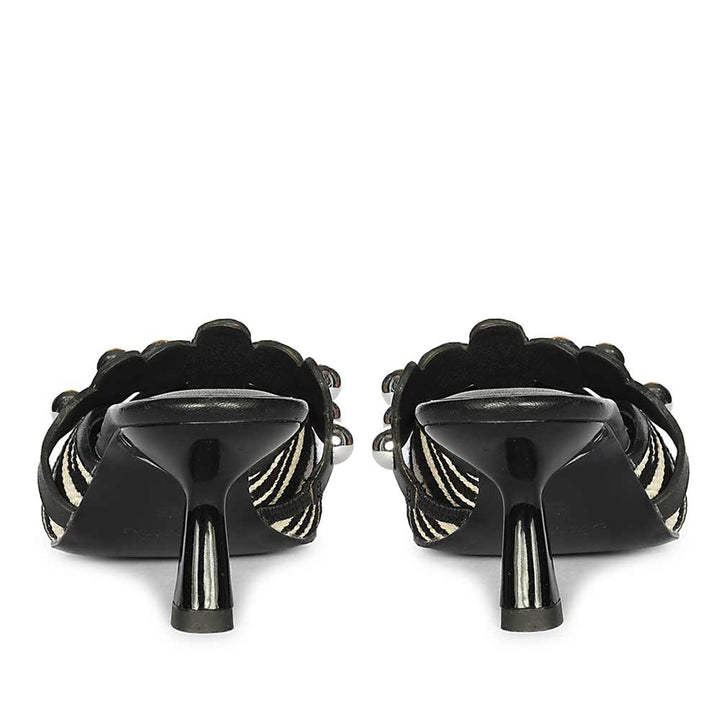 Saint Xenia Zebra Studded Strap Leather Pointed Heels