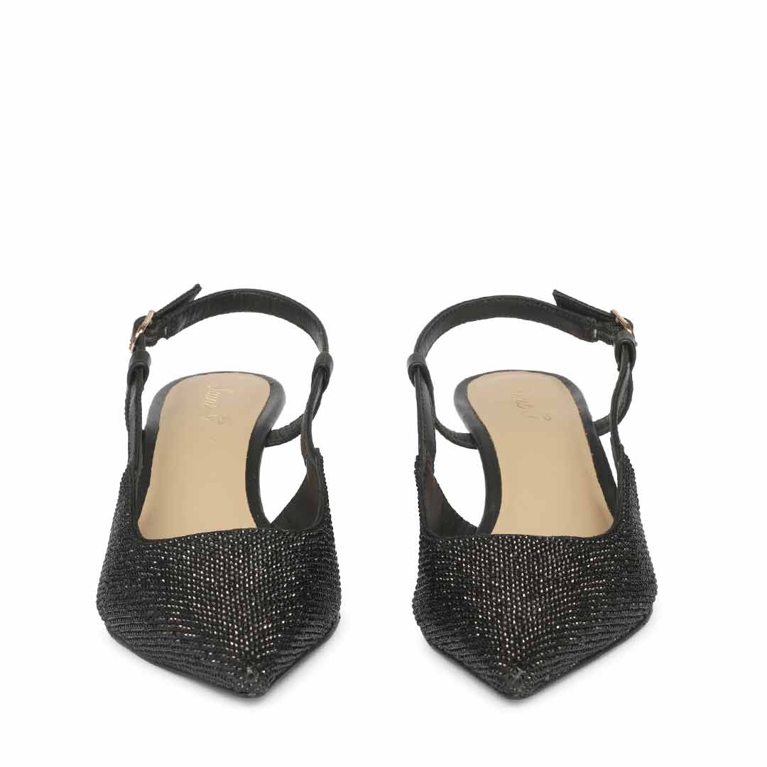 Saint Trinity Crystal Glimmer Black Leather Pumps