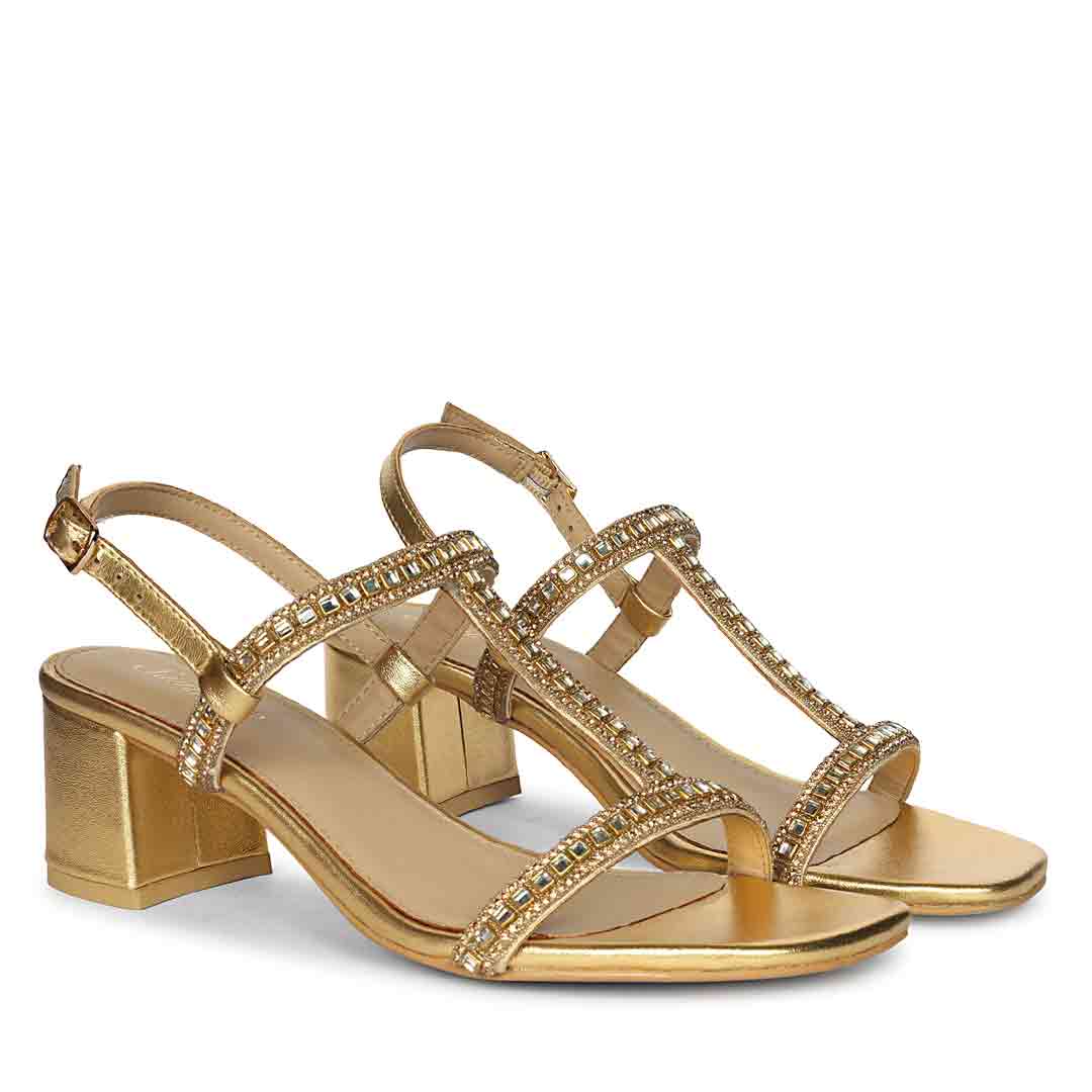 Saint Juno Golden Hour Jewel Leather Block Heel