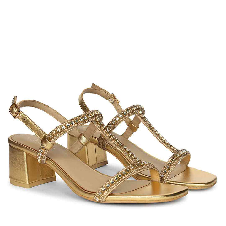 Saint Juno Golden Hour Jewel Leather Block Heel