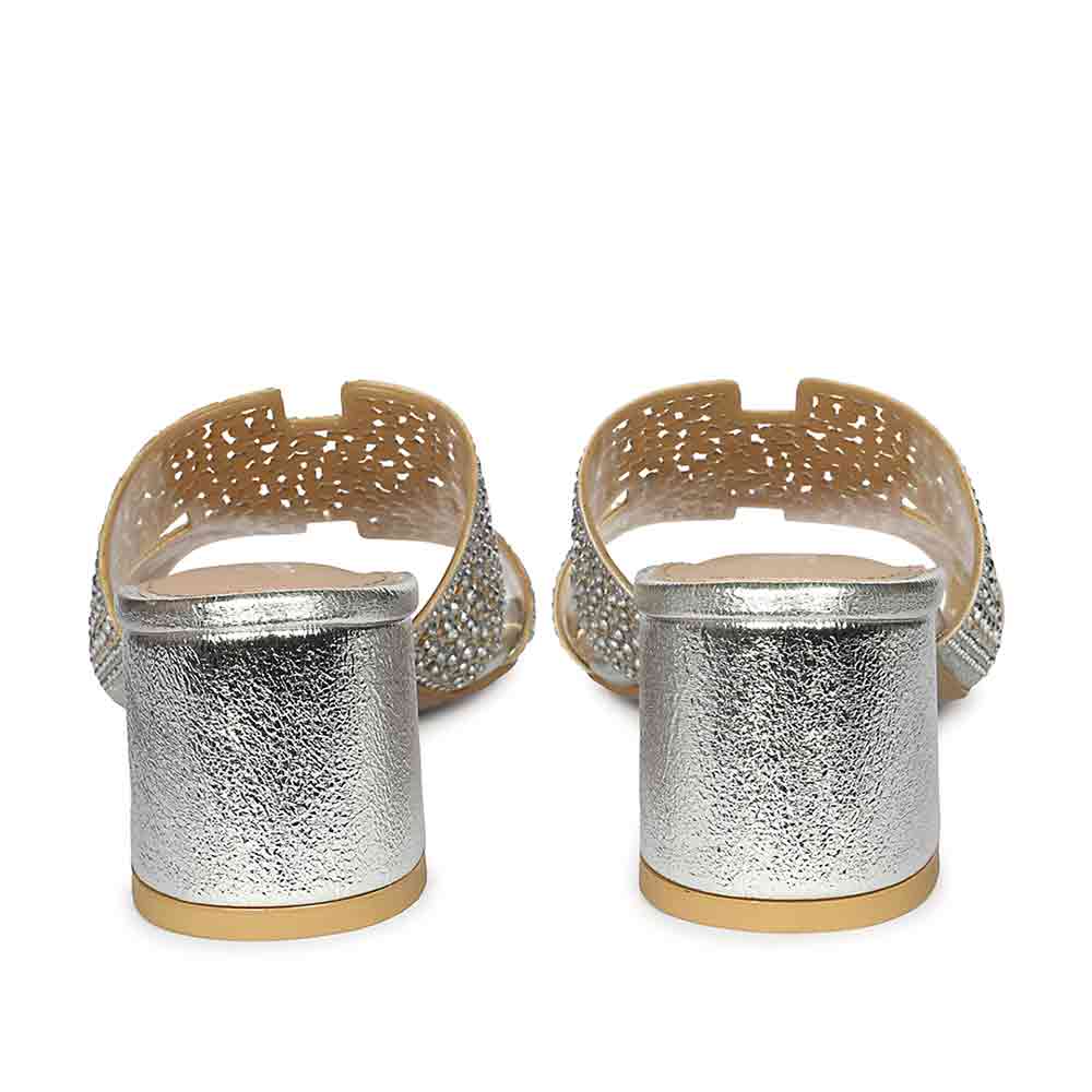 Saint Silver Leather Block Heels