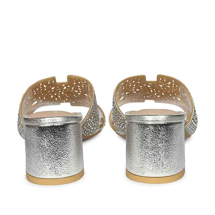 Saint Silver Leather Block Heels