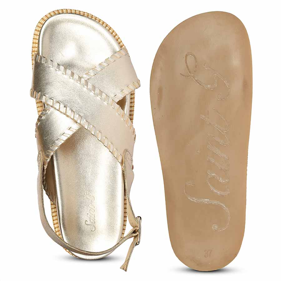 Saint Luma Gold Leather Platform Sandals