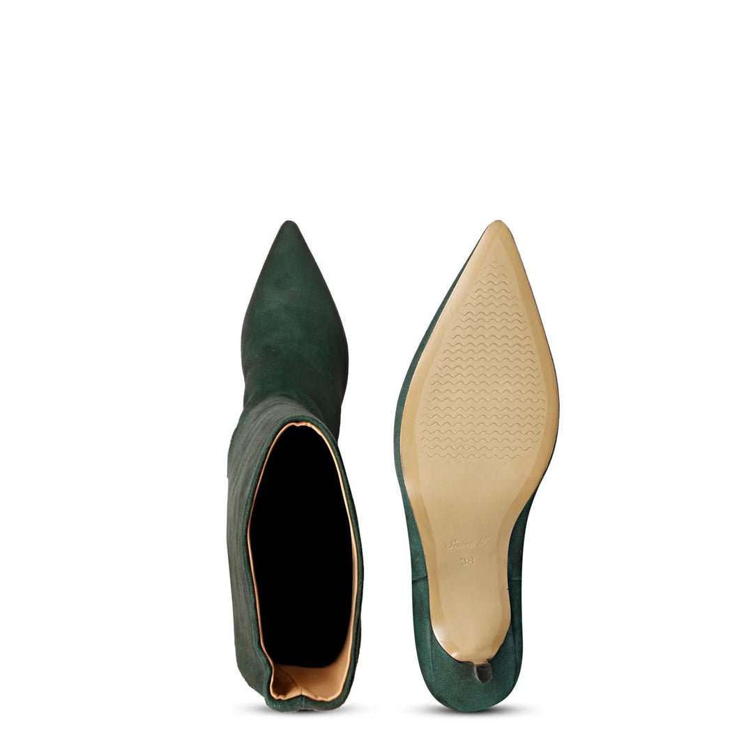 Saint Erin Green Suede Leather Kitten Heel Long Boots SaintG USA Saint Erin Green Suede Leather Kitten Heel Long Boots SaintG USA