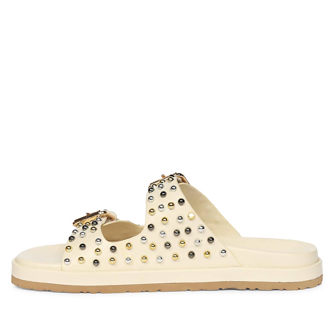 Saint Marnie Off-White Studded Leather Footbed Sandals