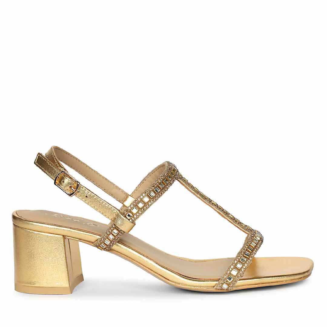 Saint Juno Golden Hour Jewel Leather Block Heel