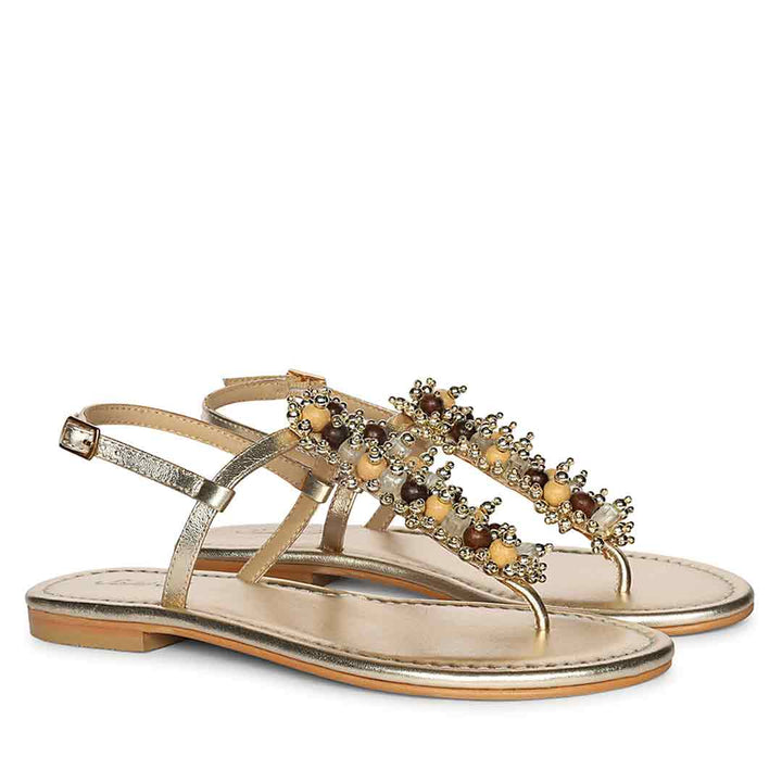 Saint Kierel Jeweled Platin Leather Flats