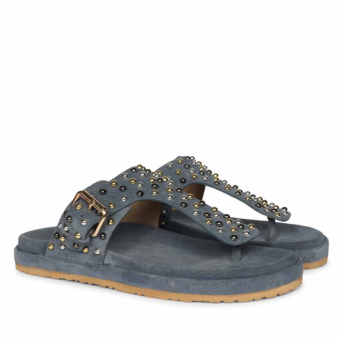 Saint Roma Studded Blue Footbed Sandals