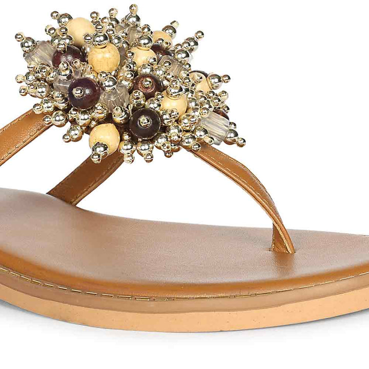 Saint Briony Jeweled Tan Leather Sandals