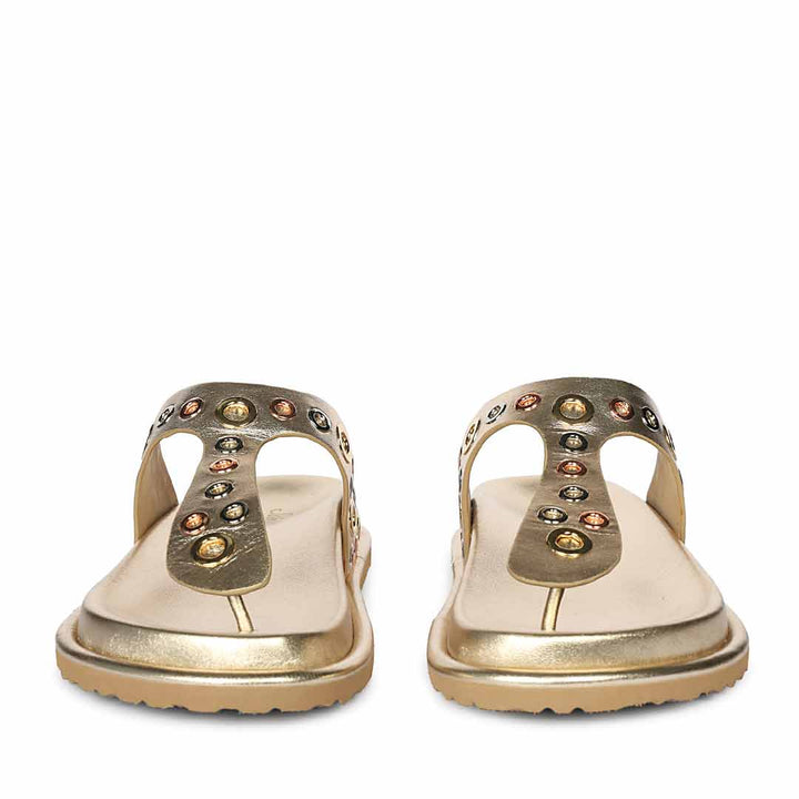Saint Raelyn Eyelet Gold Leather Footbed Sandals