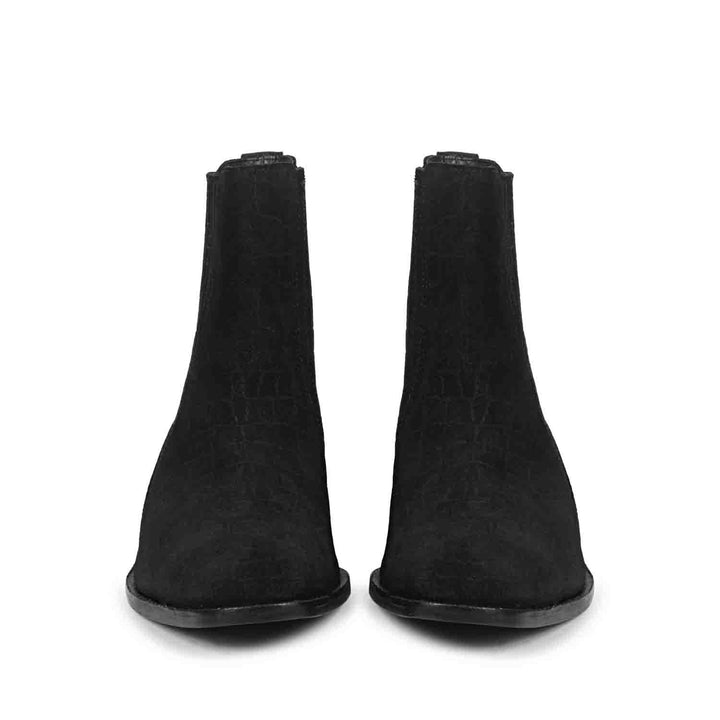 Saint Ollie Black Croco Print Suede Leather Chelsea boot