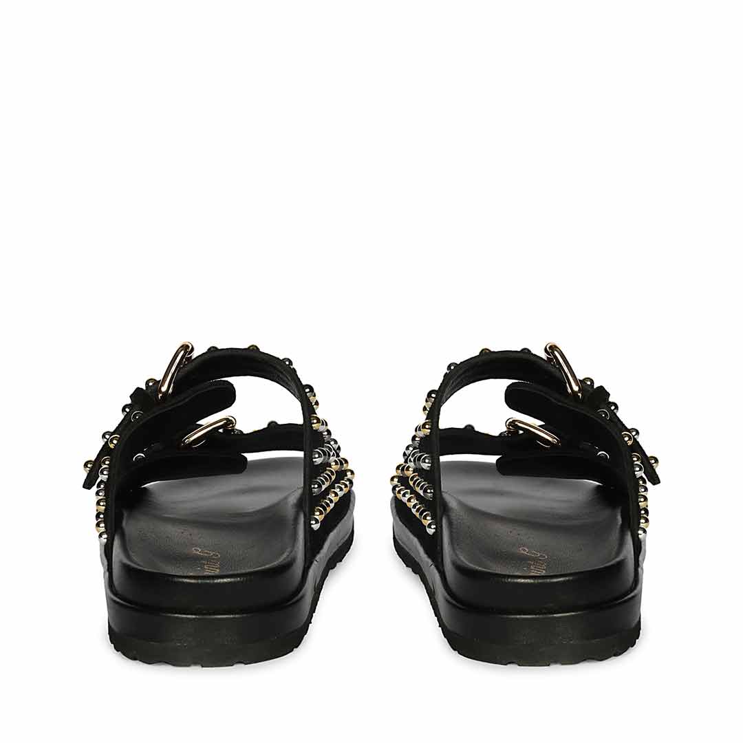 Saint Marnie Studded Black Leather Footbed Sandals