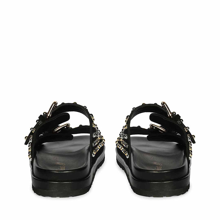Saint Marnie Studded Black Leather Footbed Sandals