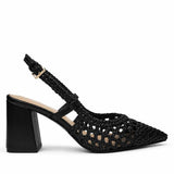 Saint Black Woven Block Heels