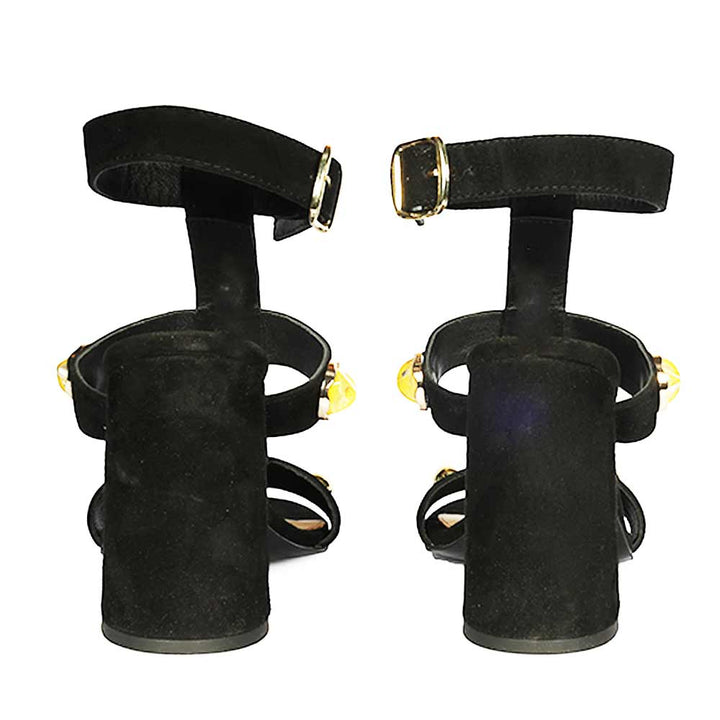 Saint Hope Studded Black Suede Block Heels