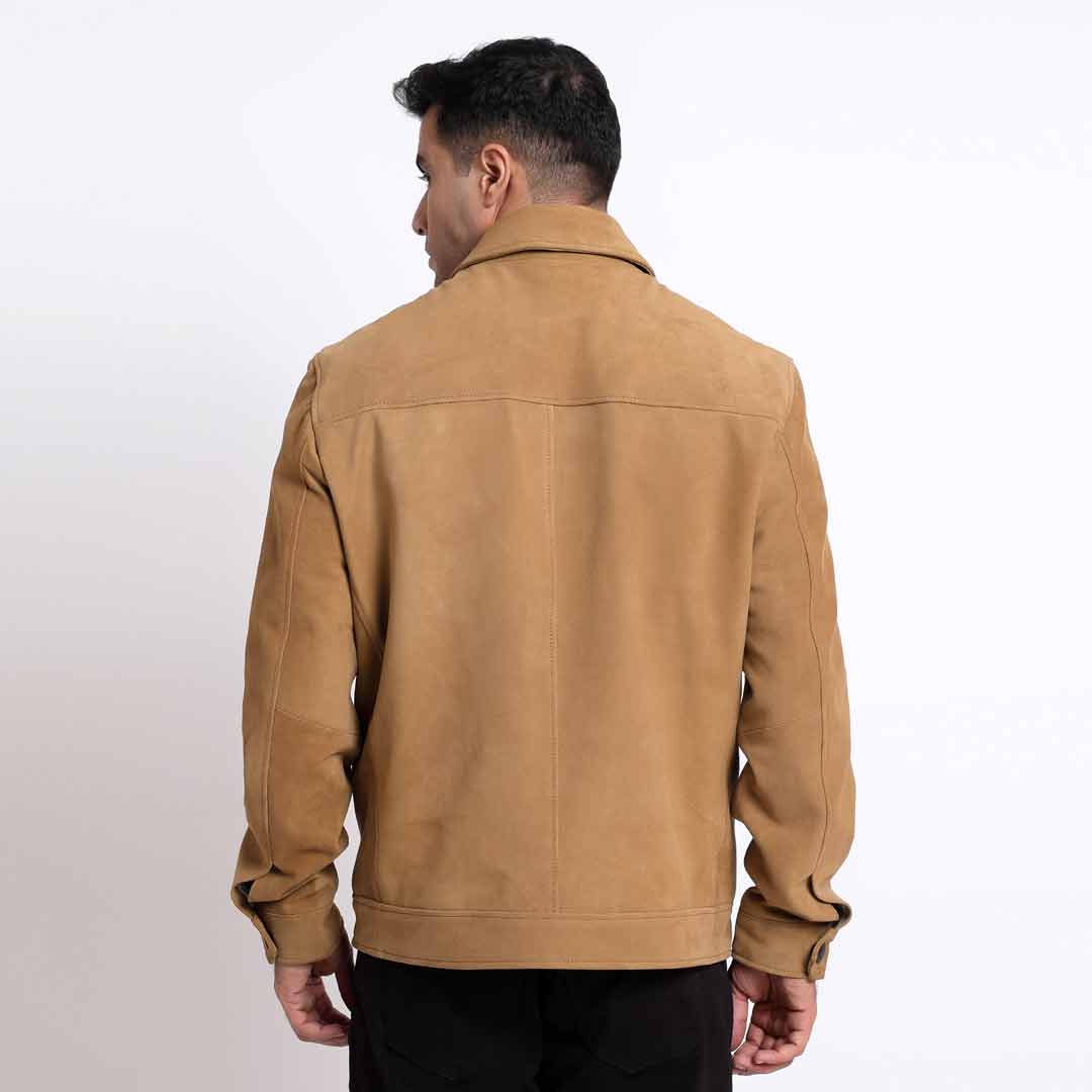 Saint Piero Sand Suede Leather Men's Jacket With Collars