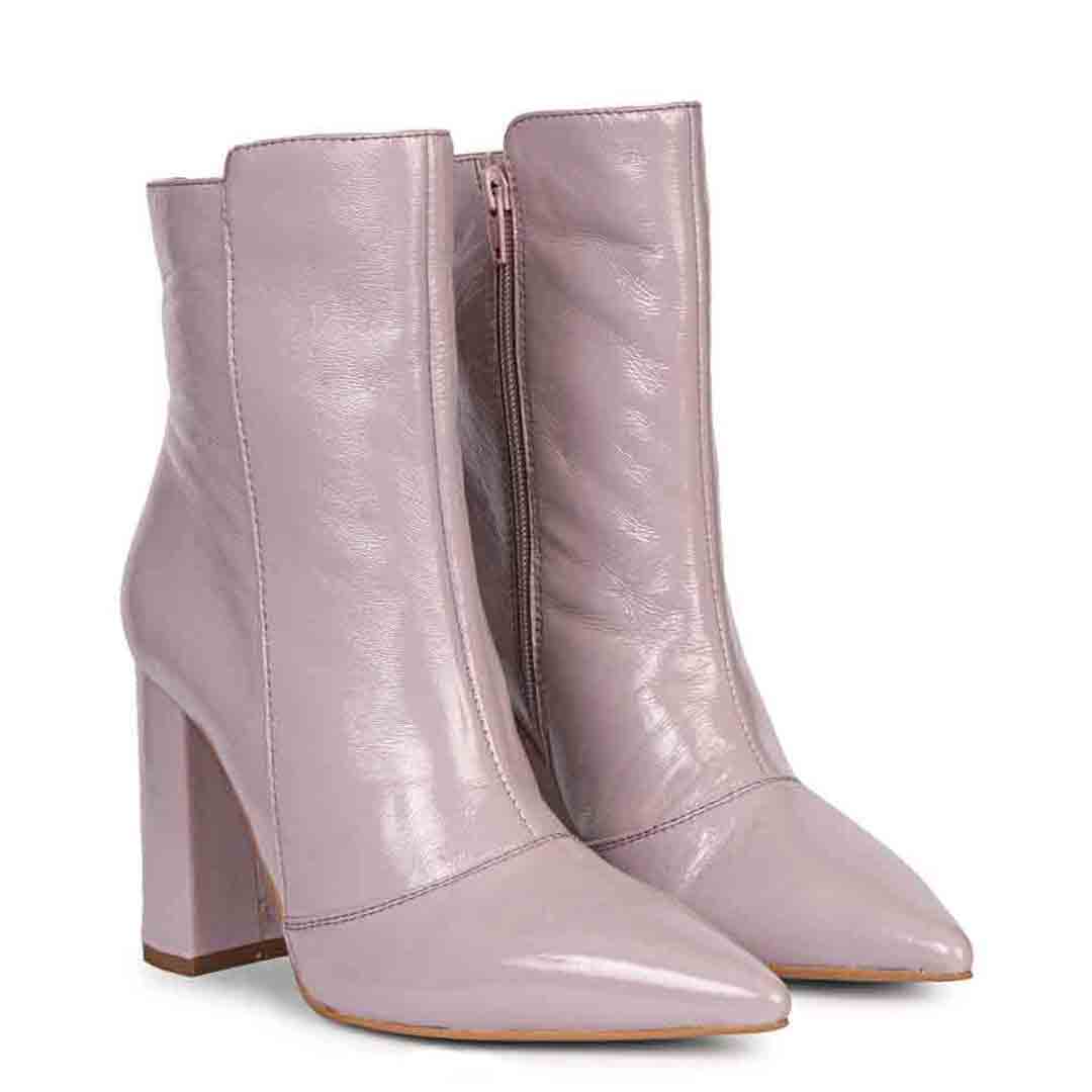 Saint Alaina Lilac Leather Block Heel Boots