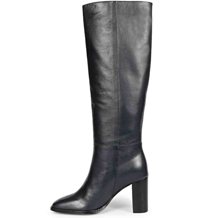 Saint Lia Blue Leather Knee High Slouch Boots