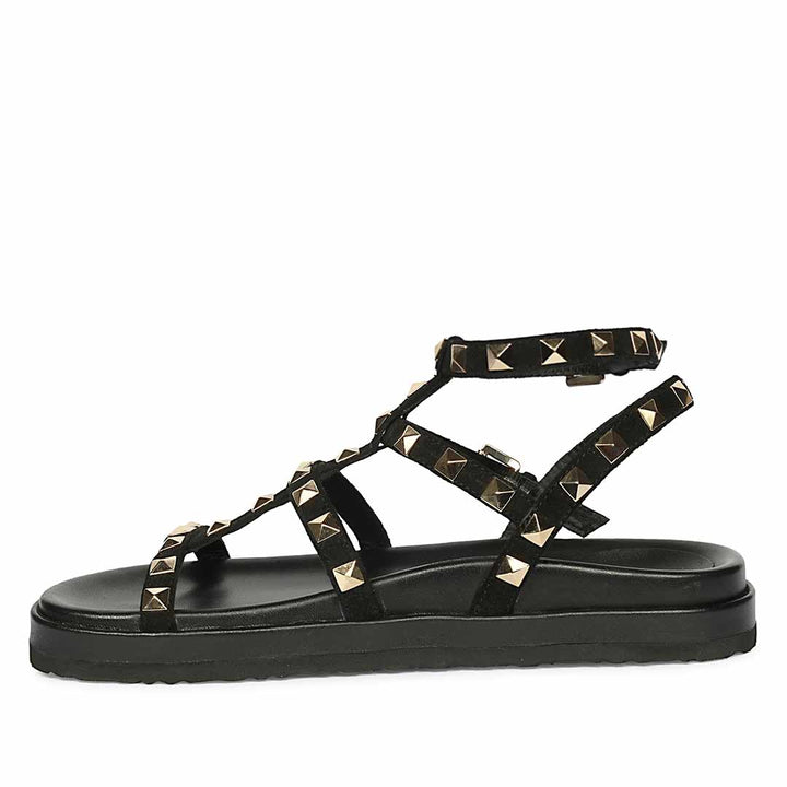 Saint Tessa Black Studded Leather Footbed Sandals