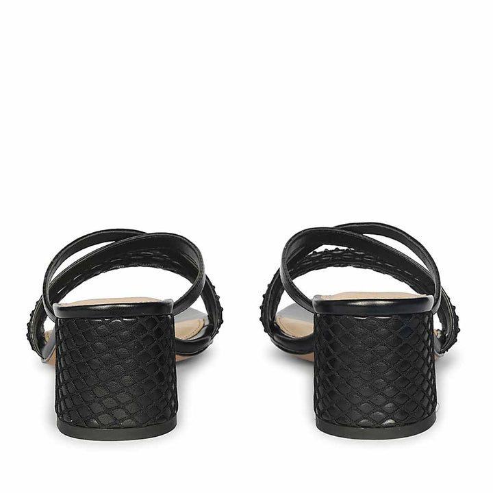 Saint Alessia Embellished Black Vegan Leather Block Heels