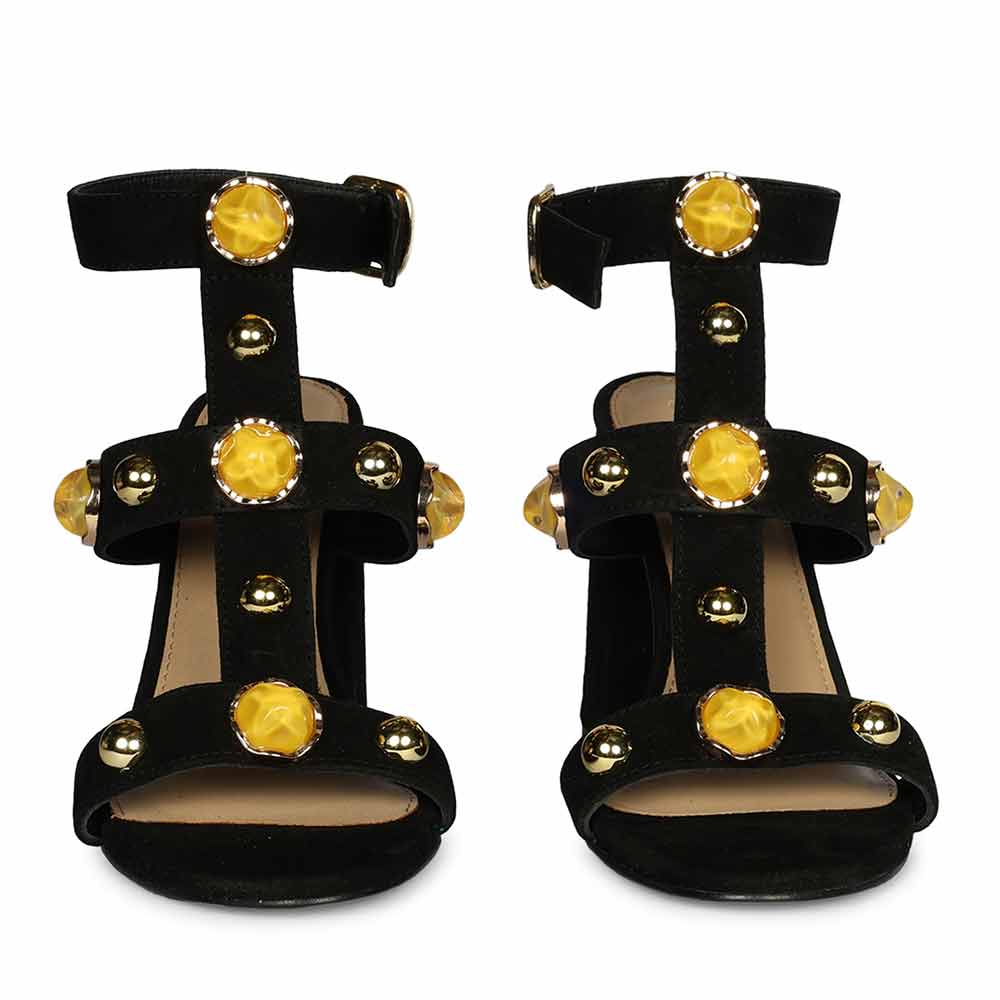 Saint Hope Studded Black Suede Block Heels