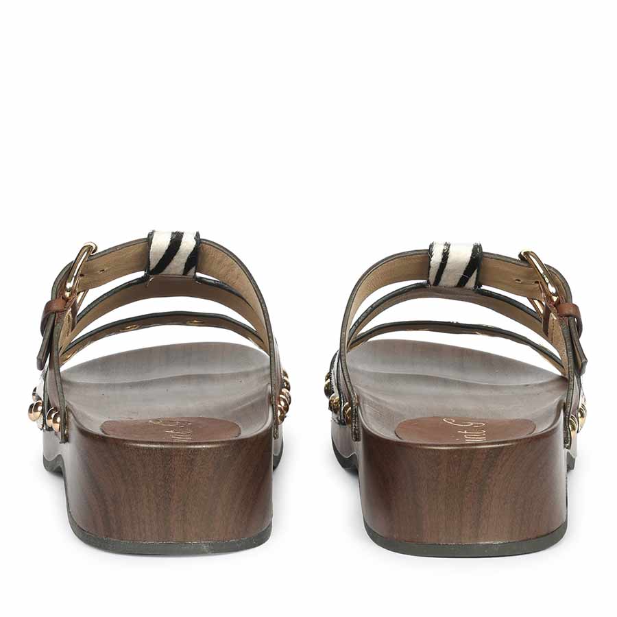 Saint Avely Embellished Brown Leather Platform Sandals