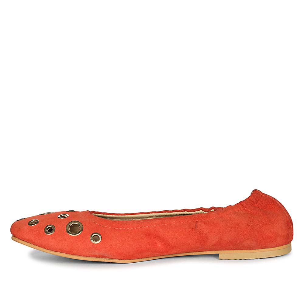 Saint Tesslyn Red Suede Eyelet Embellished Ballerinas