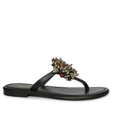 Saint Briony Jeweled Black Leather Flats
