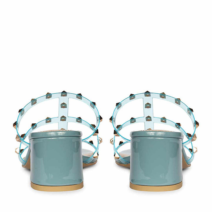 Saint Mavis Gold Studs Blue Block Heels