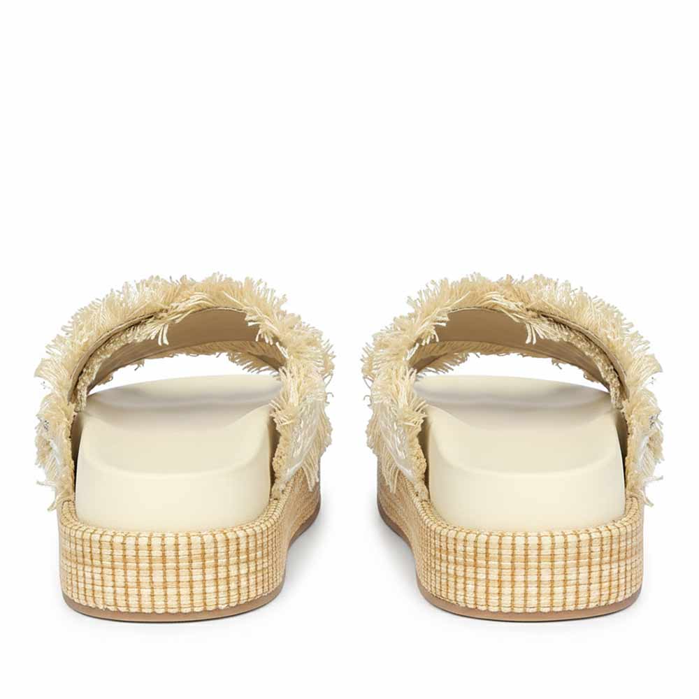 Saint Lenora Raffia Fringe Leather Platform Sandals