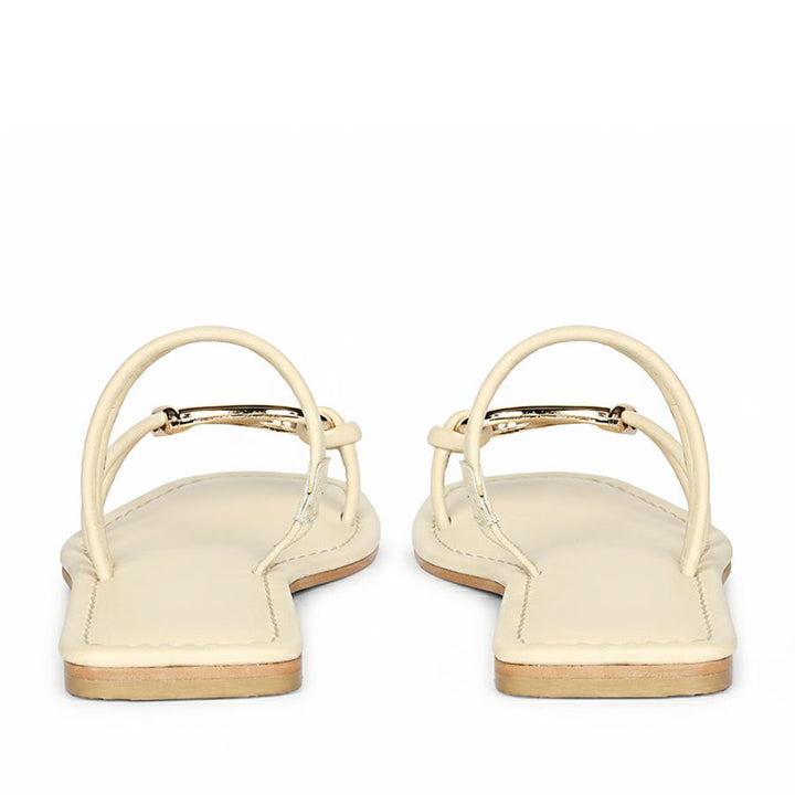 Saint Saura Off White Metal Trim Leather Flats
