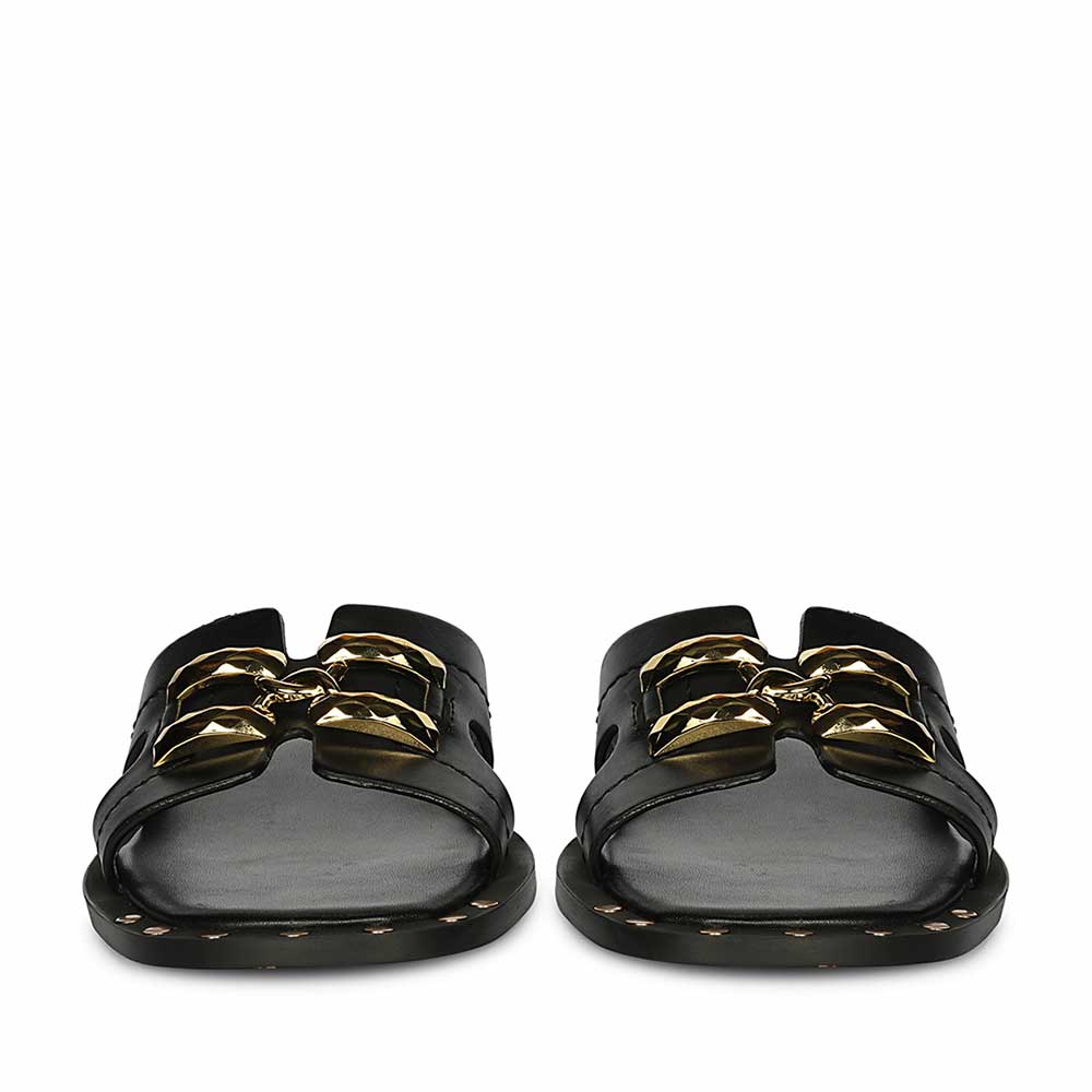 Saint Black Leather Flat