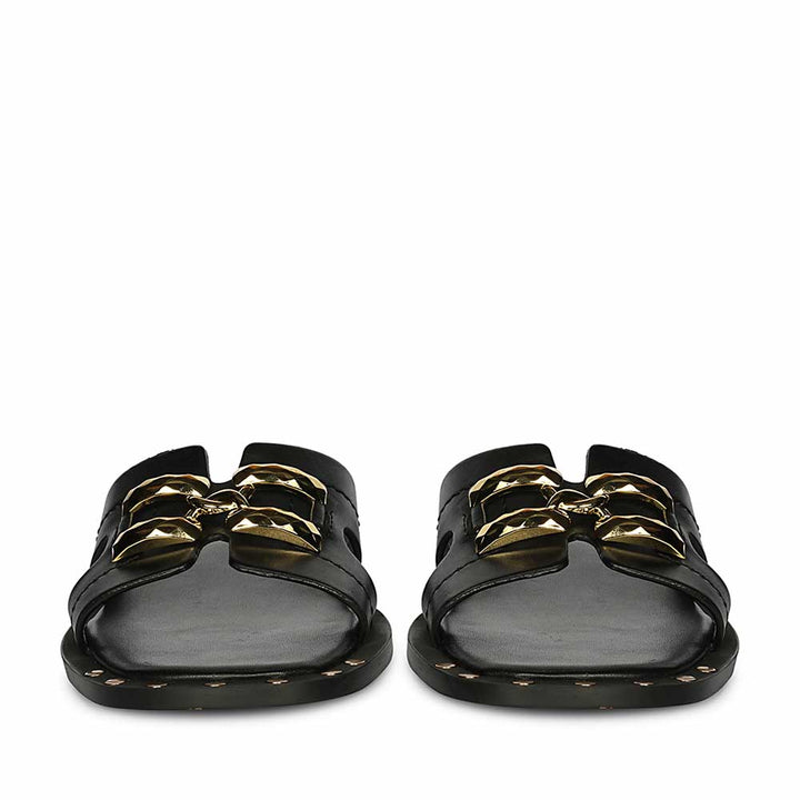 Saint Black Leather Flat