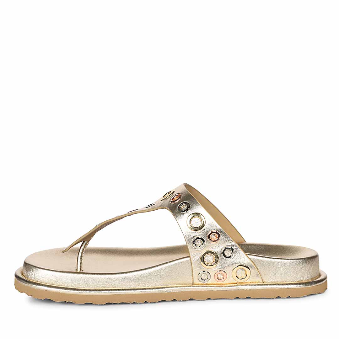 Saint Raelyn Eyelet Gold Leather Footbed Sandals