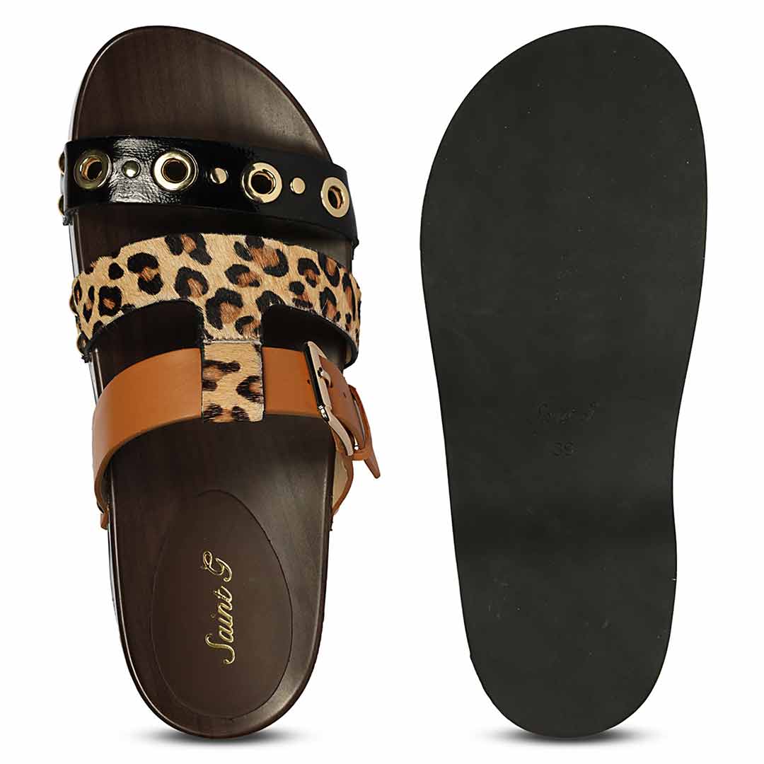 Saint Avely Embellished Black Leather Platform Sandals