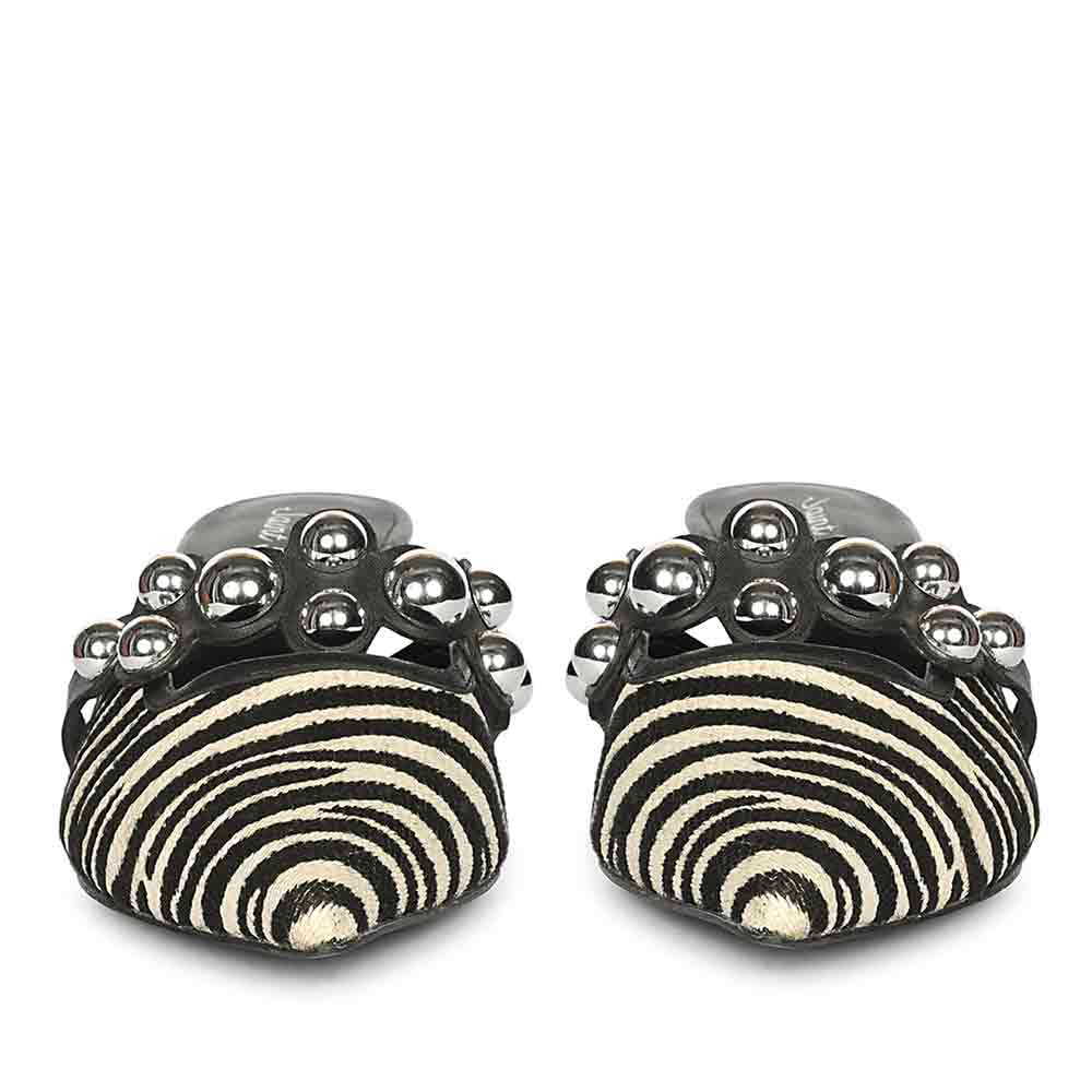 Saint Xenia Zebra Studded Strap Leather Pointed Heels