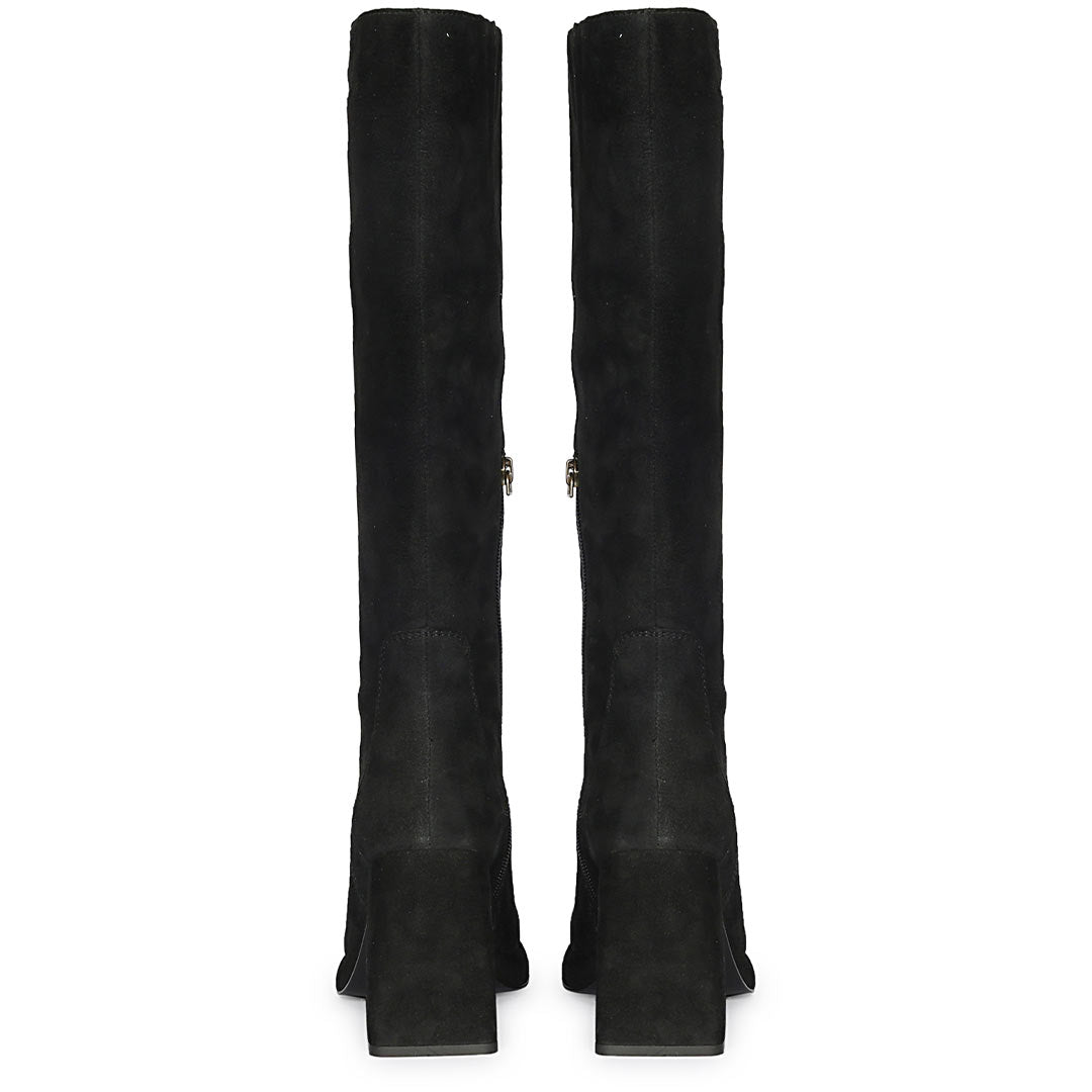 Saint Jolène Black Suede Harrod Patent Leather Long Boots